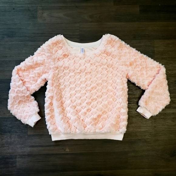 Blush Pink Fuzzy Crew Sweatshirt Size M (7/8) - So - Picture 1 of 8